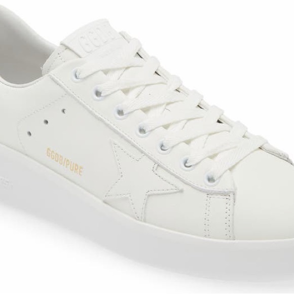 Golden Goose Pure-Star White Sneakers with Gray Glitter Heel Size 37 - Picture 2 of 13